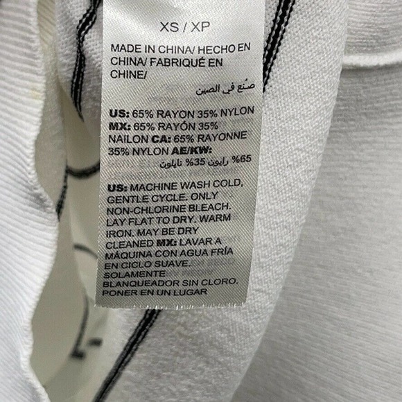 White House Black Market Women Blouse White Striped Beaded Long Sleeve Size XS - Picture 7 of 12